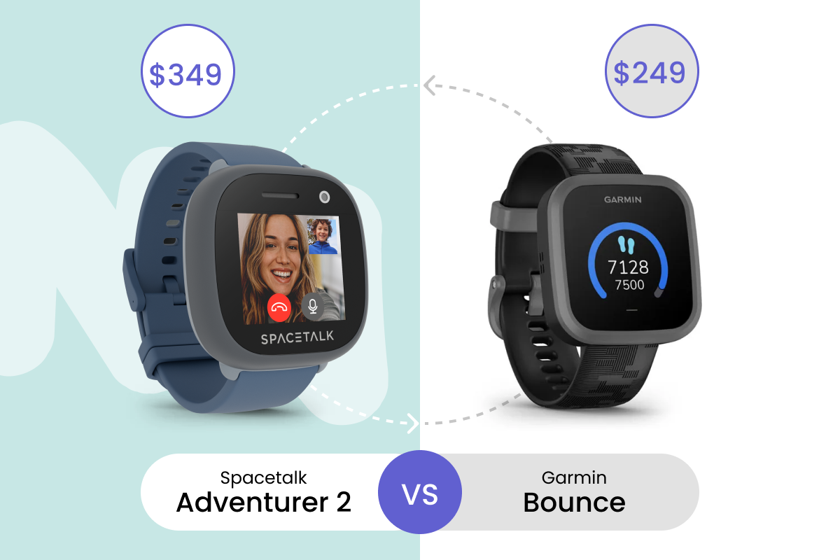 Spacetalk Adventurer 2 vs Garmin Bounce - Sammenligning af pris, funktioner og sikkerhed