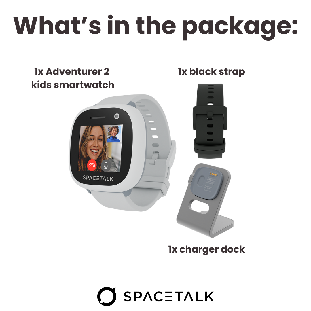 Spacetalk Adventurer 2 Essential Bundle (Smartwatch + schwarzes Armband + Ladestation)