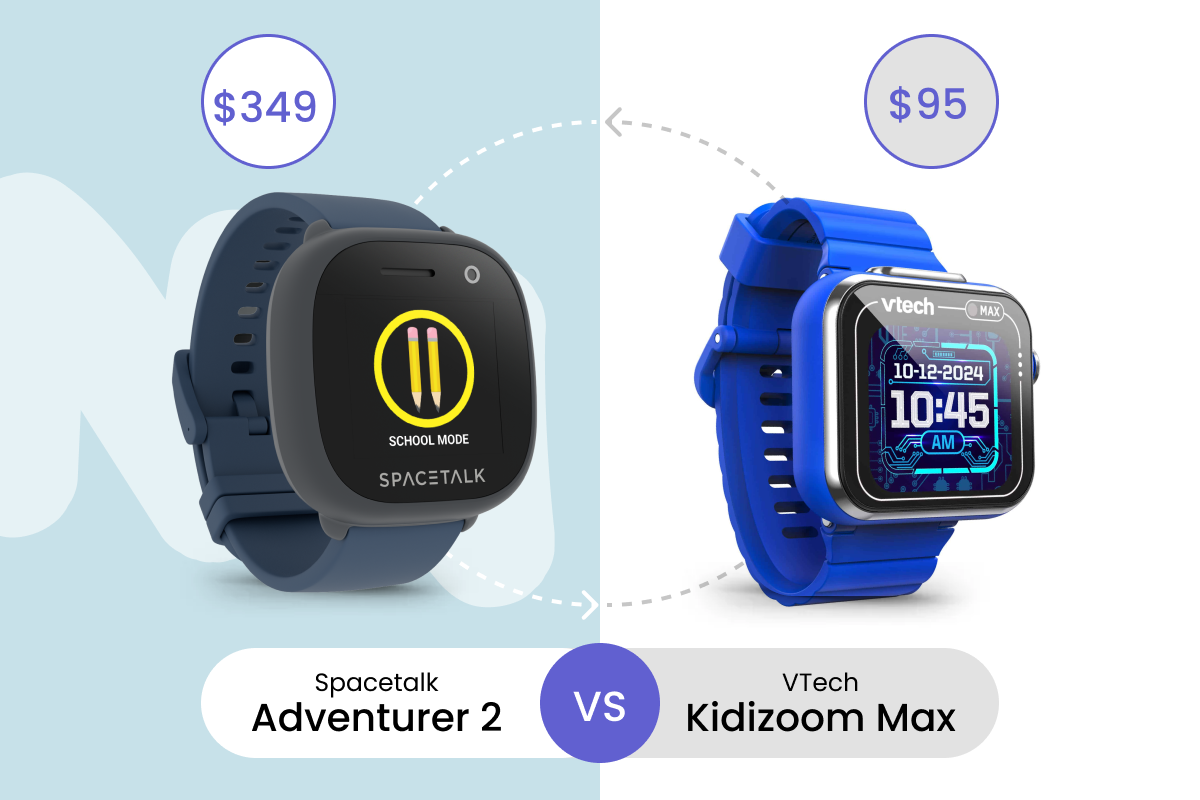 Spacetalk Adventurer 2 vs VTech Kidizoom Smart Watch MAX - Price, Features and Safety Comparison